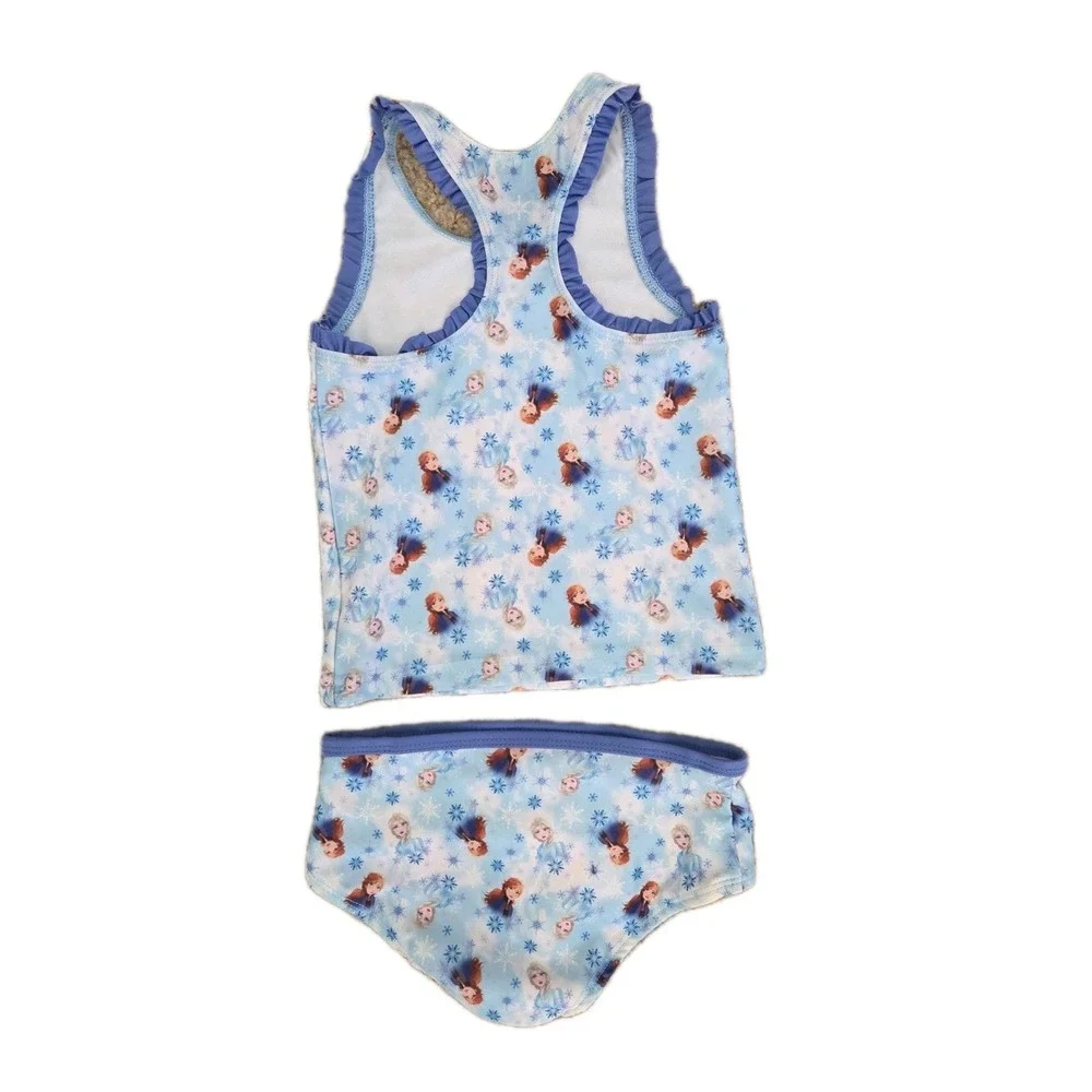 Frozen Swimsuit 3 Piece Set Girl's XS 4 5 Rash Guard Tankini Elsa Anna Disney